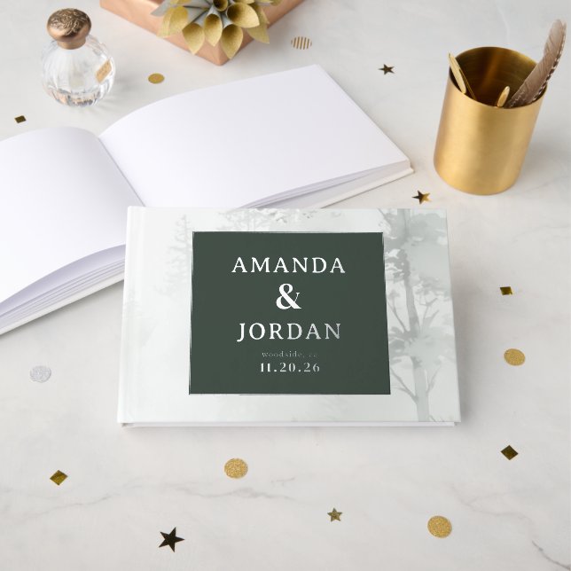 Livre D'or Serene Green Botanical (Recto ouvert)