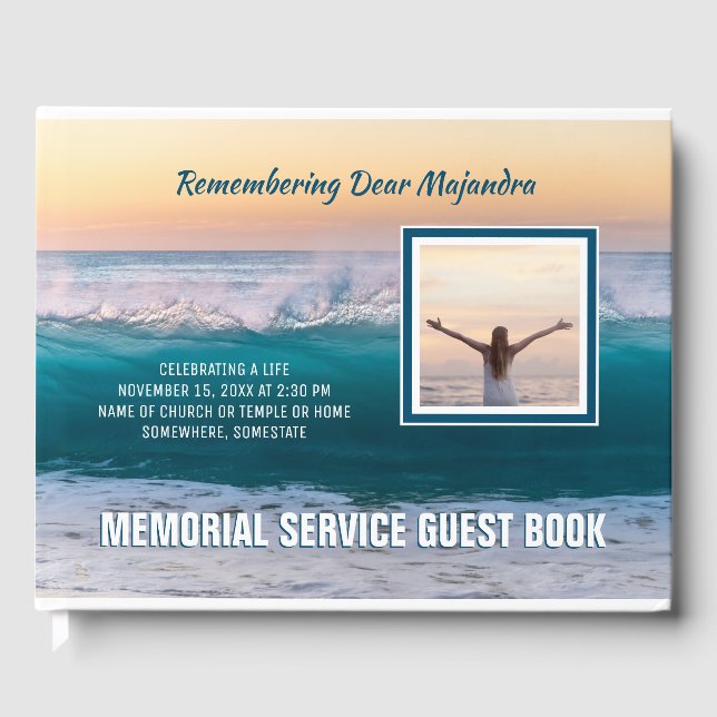 Livre D'or Service Memorial Sea Ocean Waves Ajouter votre pho (Recto)