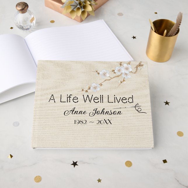 Livre D'or Sewing Needle And Stitches for Memorial Service (Recto ouvert)