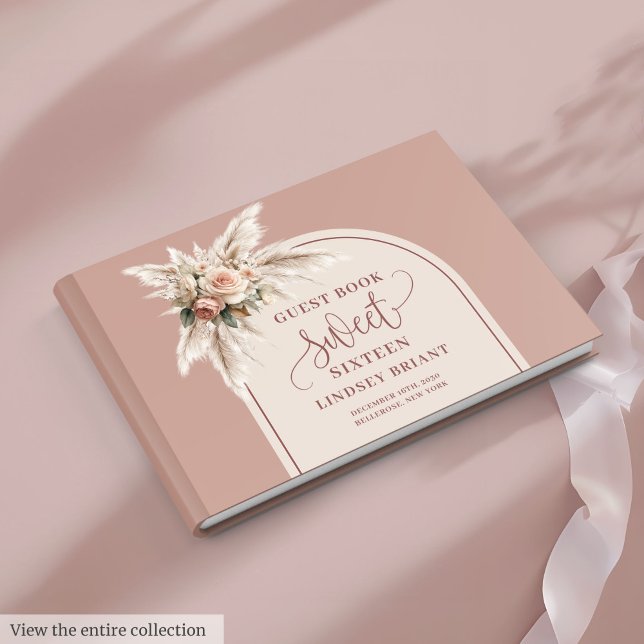 Livre D'or Shimmer Boho Dusty Pink Pampas Floral Arch Sixteen (Shimmer Boho Dusty Pink Pampas Floral Arch Sixteen

)