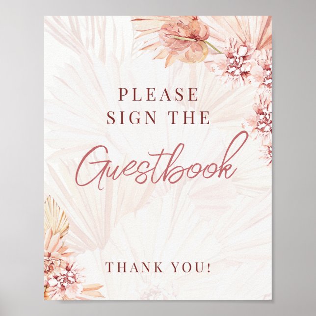 Livre d'or Signe Boho Blush Beige Baby Shower de m (Devant)