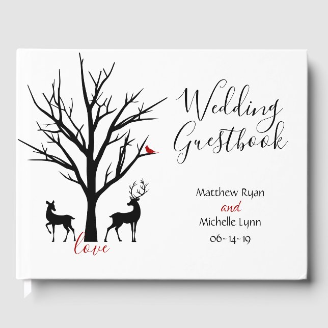 Livre D'or Silhouette Deer Couple Mariage d'amour hivernal (Recto)