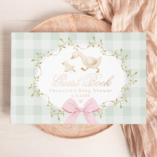 Livre D'or Silly Goose Sage Pink Gingham Baby Shower (Créateur téléchargé)