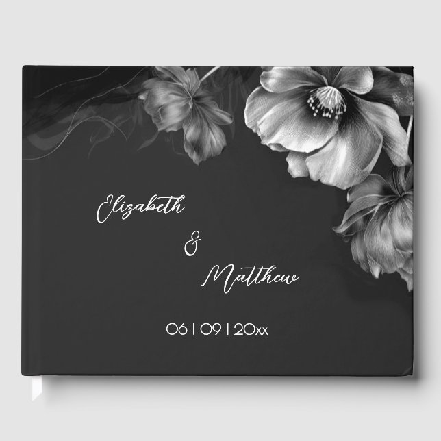 Livre D'or Silver Flower Black | Wedding (Recto)