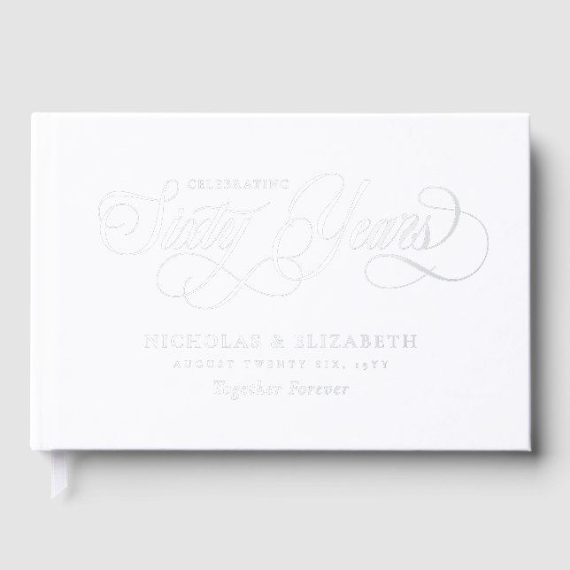 Livre D'or Silver Foil Noms 60e anniversaire de Mariage (Recto)