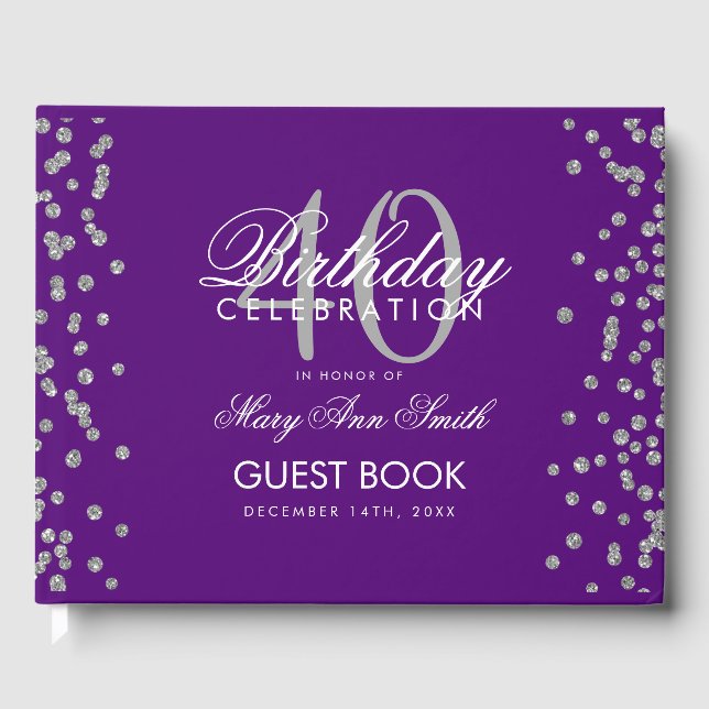 Livre D'or Silver Purple 40e anniversaire Confetti (Recto)