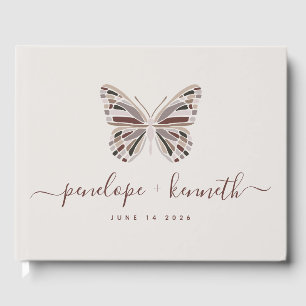 Livre D'or Simple Boho Butterfly Burgundy Taupe Mariage