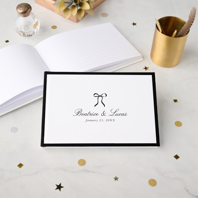 Livre D'or Simple Bow Classic Wedding (Recto ouvert)