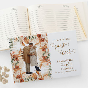 Livre D'or Simple Chic Terracotta Photo Mariage Calligraphie