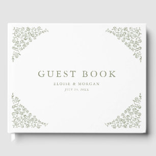 Livre D'or Simple Delicate Floral Timeless Sage Mariage vert