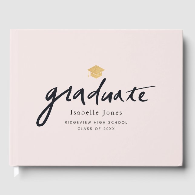 Livre D'or Simple écriture manuscrite Script Pink Graduation  (Recto)