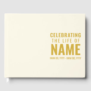 Livre D'or Simple Elegant Ecru et Gold Celebration of Life