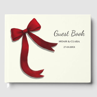 Livre D'or Simple Elegant Minimalist Red Bow
