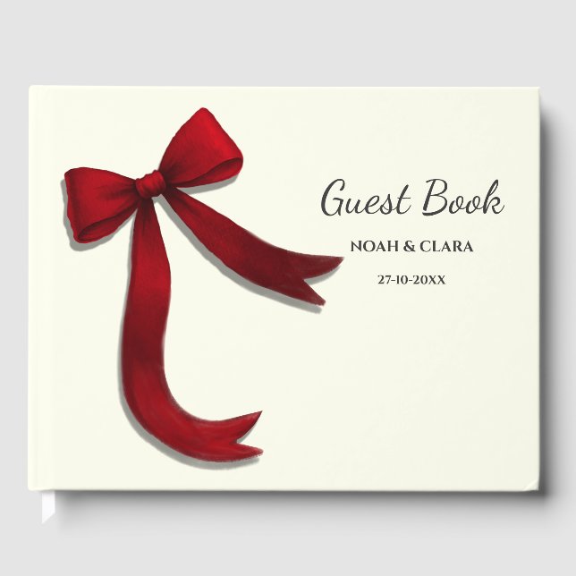 Livre D'or Simple Elegant Minimalist Red Bow (Recto)