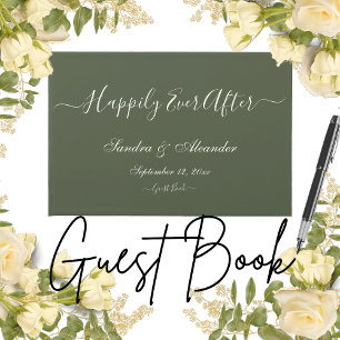 Livre D'or Simple élégant moderne minimaliste mariage vert ol