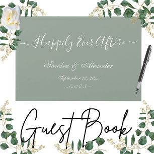 Livre D'or Simple élégant moderne minimaliste mariage vert Sa