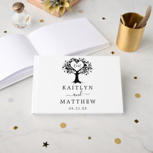Livre D'or Simple Mariage de l'arbre cardiaque du Monogramme 