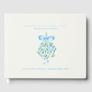 Livre D'or Simple Mistletoe Kisses Blue Boy Baby shower