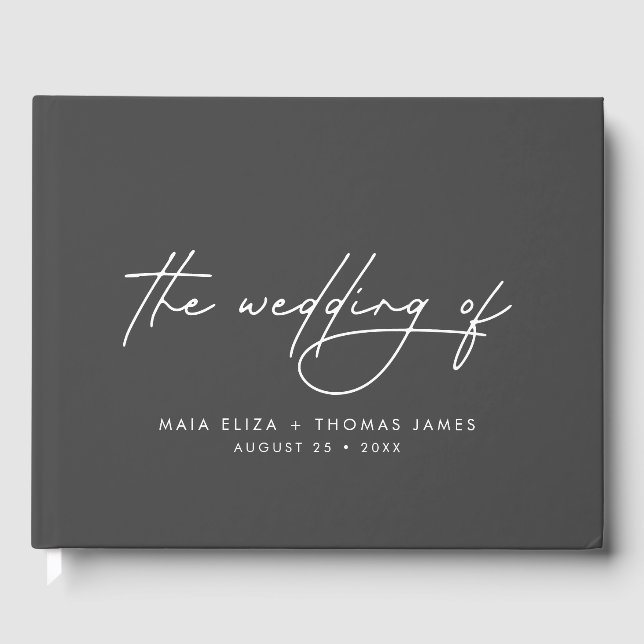 Livre D'or Simple moderne élégant Mariage monochrome (Recto)