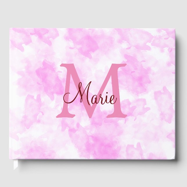 Livre D'or simple nom d'ajout monogramme rose rouge jeté pi (Recto)