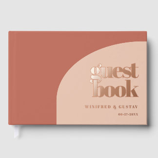 Livre D'or Simple Peach Terracotta Rose feuille d'or mariage