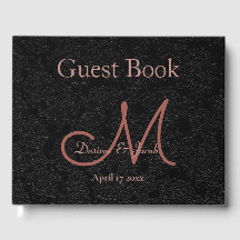 Simple Rose noir or élégant mariage Monogramme