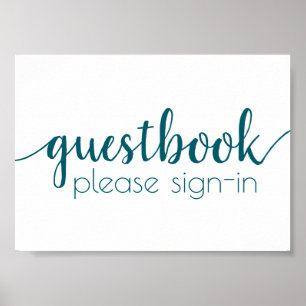 Livre d'or simple   Turquoise Aqua Any Event Sign