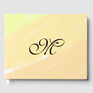 Livre D'or simple yellow watercolor lines add your monogragra
