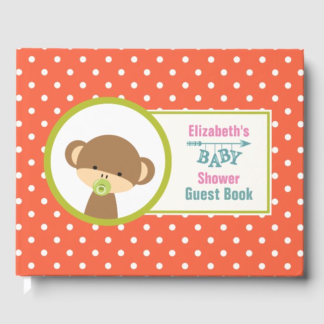 Livre D'or Singe-bébé Brown avec Baby shower Pacificateur (Recto)