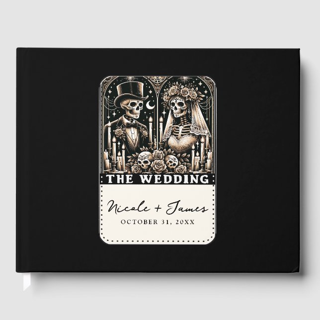 Livre D'or Skeletons de Tarot MARIAGE Mariée et Salle (Recto)