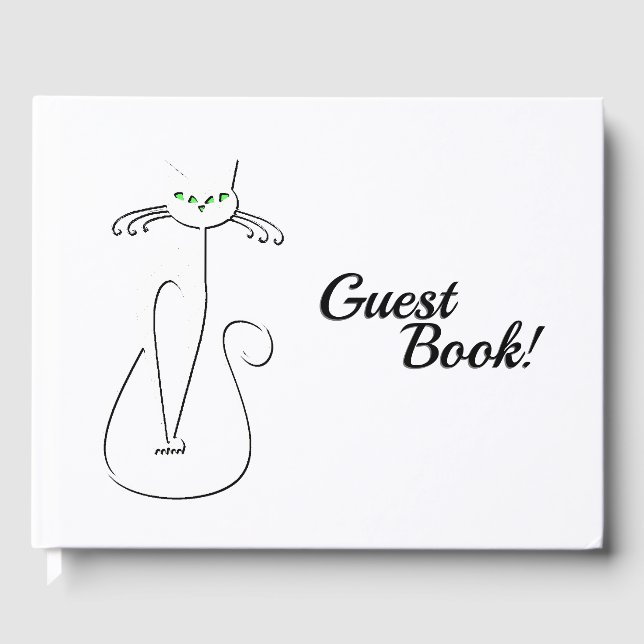 Livre D'or Slinky Black Cat Meow Meow Texte Personnalisé Yeux (Recto)