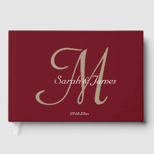 Livre D'or Soirée de mariage avec un monogramme bordeaux élég