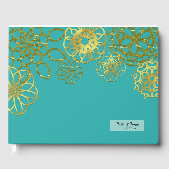 Livre D'or Soirée de Mariage Gold Floral Mandalas (Recto)