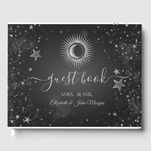 Livre D'or Soleil, Lune, Étoiles Argent Céleste Sombre