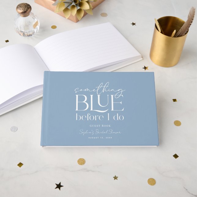 Livre D'or Something Blue Before I Do Bridal Shower (Recto ouvert)