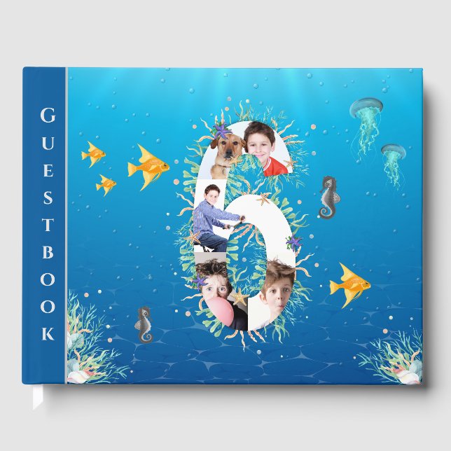 Livre D'or Sous la mer Collage photo Big 6th Birthday (Recto)