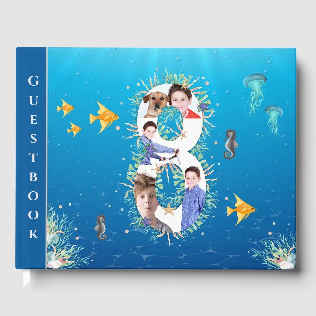 Livre D'or Sous la mer Collage photo Big 8th Birthday (Recto)