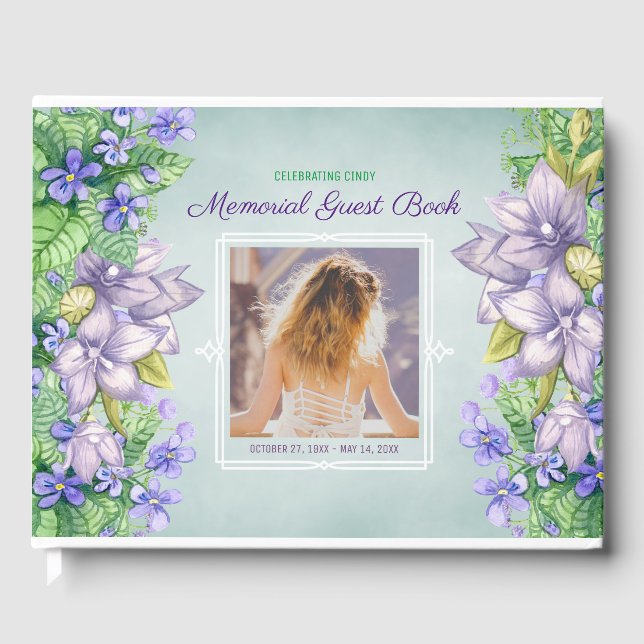 Livre D'or Spring Memorial Service Lilac Floral Votre photo (Recto)