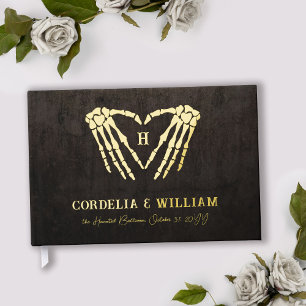Livre D'or Squelette Coeur Monogramme Goth Halloween Mariage