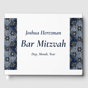 Livre D'or Star de David Blue Grey Bar Mitzvah Mazel Tov