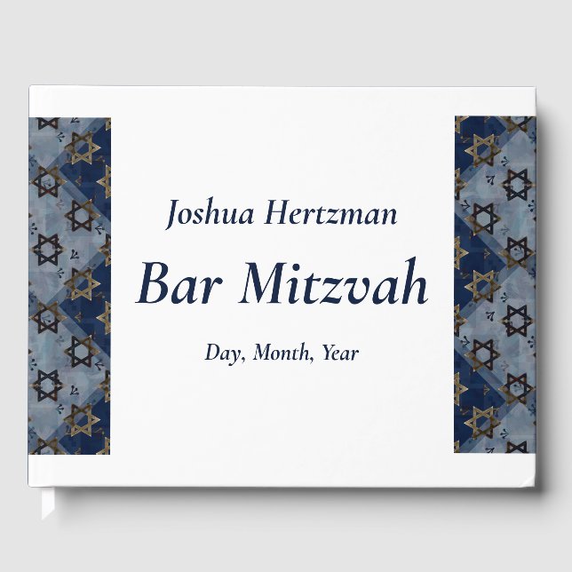 Livre D'or Star de David Blue Grey Bar Mitzvah Mazel Tov (Recto)