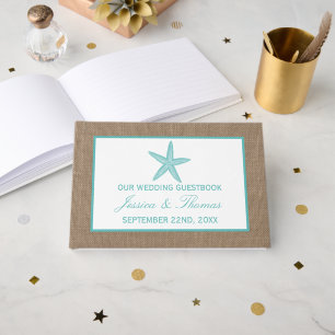Livre D'or Starfish Turquoise Burlap Beach Wedding Collection