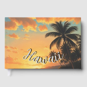 Livre D'or Style Vintage Hawaïen Voyage Côte Mer Coucher de s