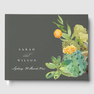 LIVRE D'OR SUCCULENT CACTUS JARDIN FLORAL MONOGRAMME DE COULE