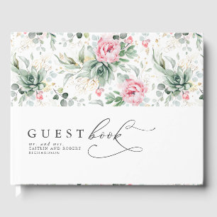 Livre D'or Succulents Verdure rose Fleurs Boho Mariage