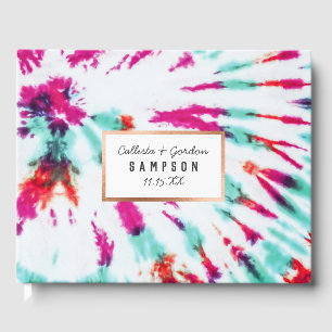 Livre D'or Summer Artsy Girly Neon Turquoise Pink Tie Dye Mot