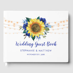 Livre D'or Sunflower Blue Floral String Mariage