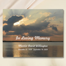 Sunset over Water Funeral ou Memorial Guest Book