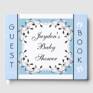 Livre d'or sur Baby shower bleu et noir personnali