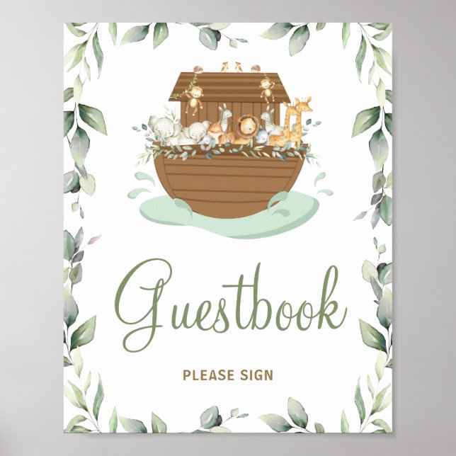 Livre d'or sur le Baby shower d'arche de Noé Baptê (Devant)